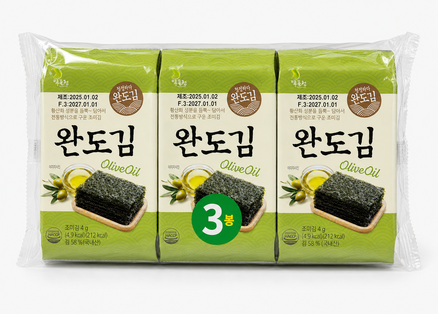 韓國 Wando Gim 橄欖油調味海苔 3包裝 產品圖片