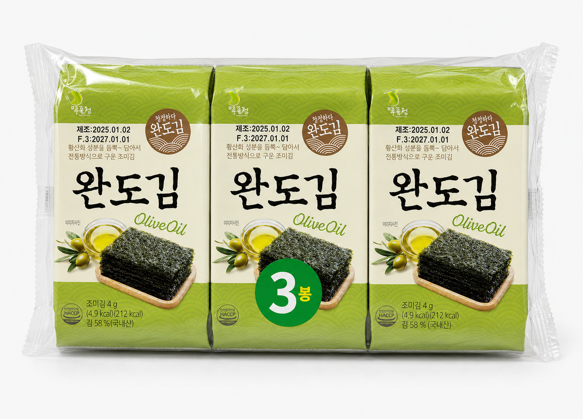 韓國 Wando Gim 橄欖油調味海苔 3包裝 產品圖片