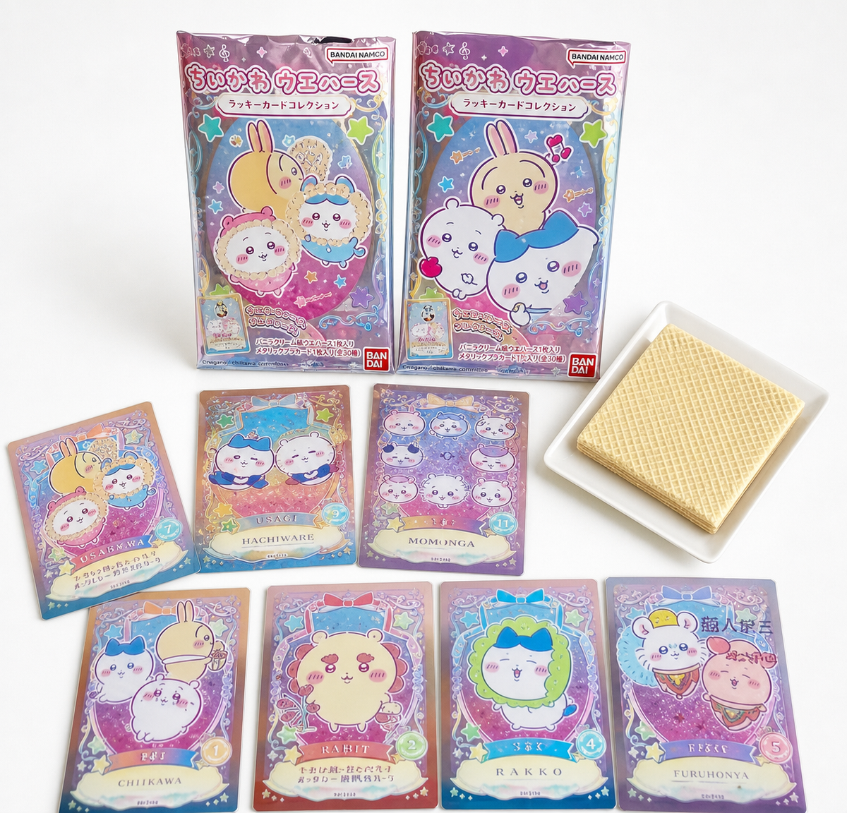 日本 BANDAI Chiikawa／Sanrio Characters 威化餅卡牌套裝 產品圖片